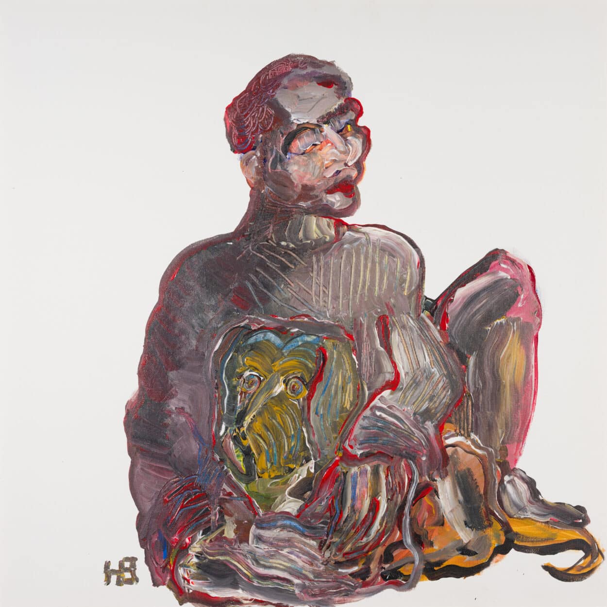 Homme au chien -70x70 -28 aôut 2019 - Massa